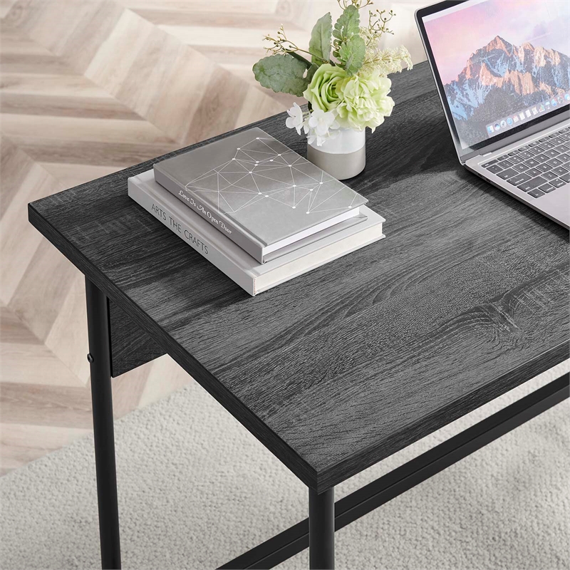 Modway Nexus Metal Tubular Frame Home Office Desk in Black Charcoal/Gold