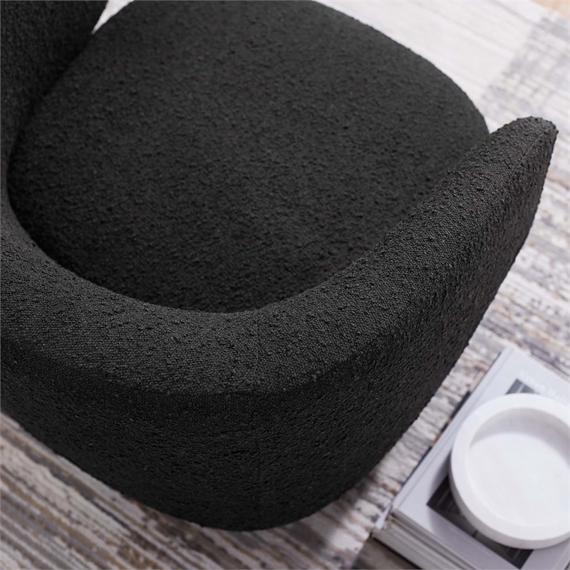 Modway Celestia Upholstered Modern Boucle Fabric Swivel Chair in Black