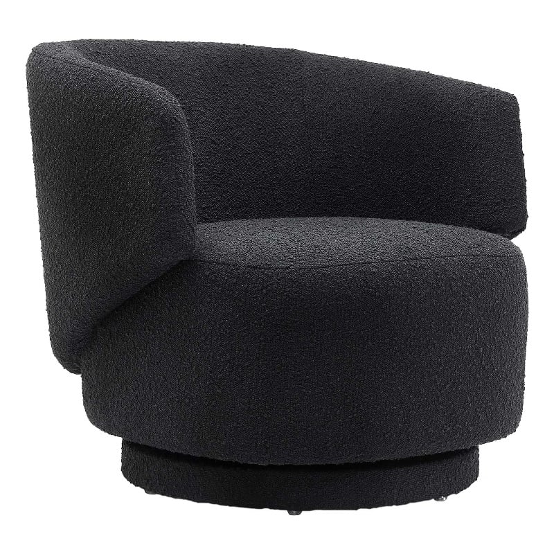 Modway Celestia Upholstered Modern Boucle Fabric Swivel Chair in Black
