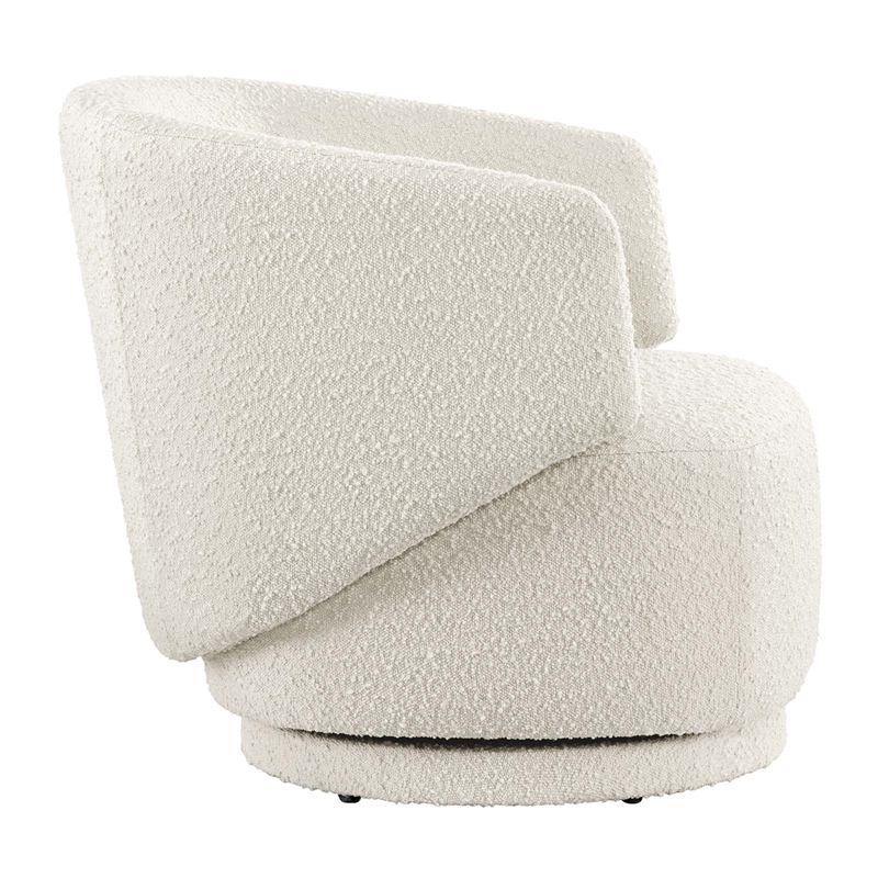 Modway Celestia Swivel Upholstered Modern Boucle Fabric Chair in Ivory