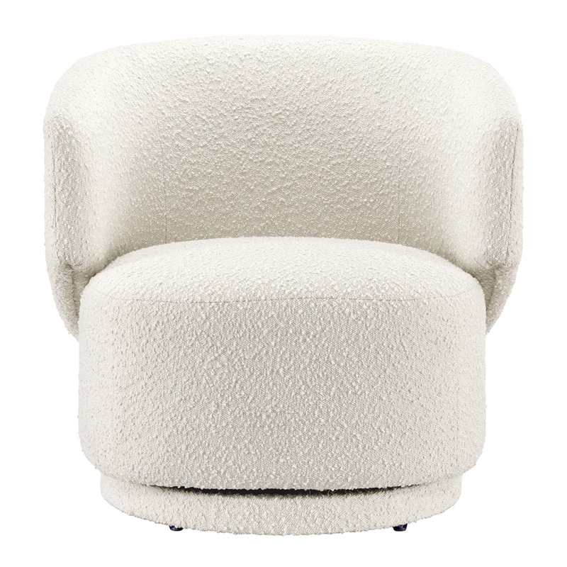 Modway Celestia Swivel Upholstered Modern Boucle Fabric Chair in Ivory