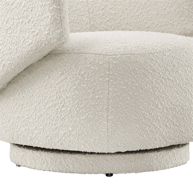 Modway Celestia Swivel Upholstered Modern Boucle Fabric Chair in Ivory