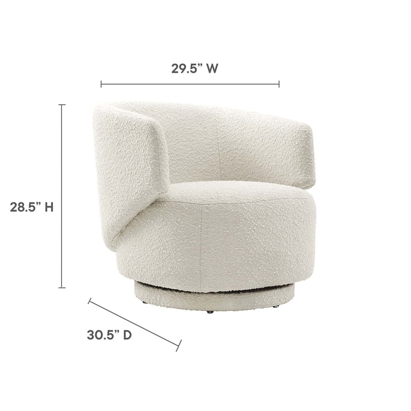 Modway Celestia Swivel Upholstered Modern Boucle Fabric Chair in Ivory