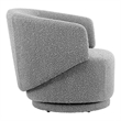 Modway Celestia Upholstered Modern Boucle Fabric Swivel Chair in Light Gray
