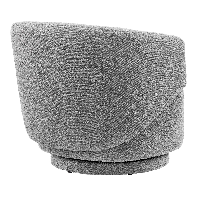 Modway Celestia Upholstered Modern Boucle Fabric Swivel Chair in Light Gray