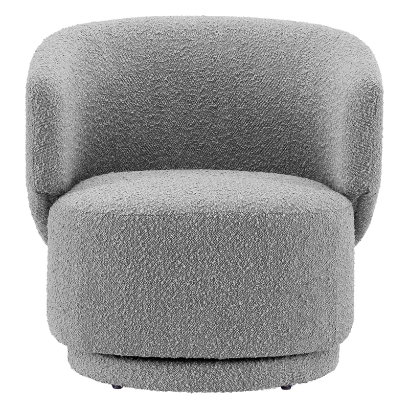 Modway Celestia Upholstered Modern Boucle Fabric Swivel Chair in Light Gray