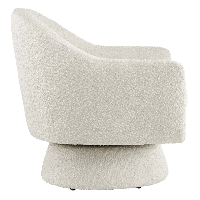 Modway Astral Upholstered Modern Boucle Fabric Swivel Chair in Ivory