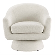 Modway Astral Upholstered Modern Boucle Fabric Swivel Chair in Ivory