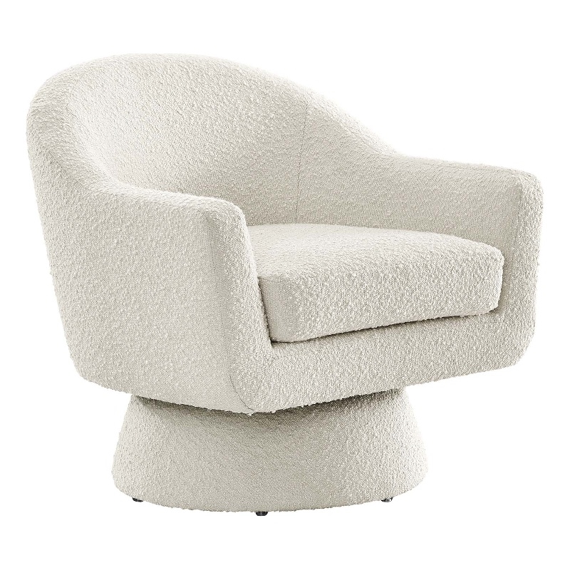 Modway Astral Upholstered Modern Boucle Fabric Swivel Chair in Ivory