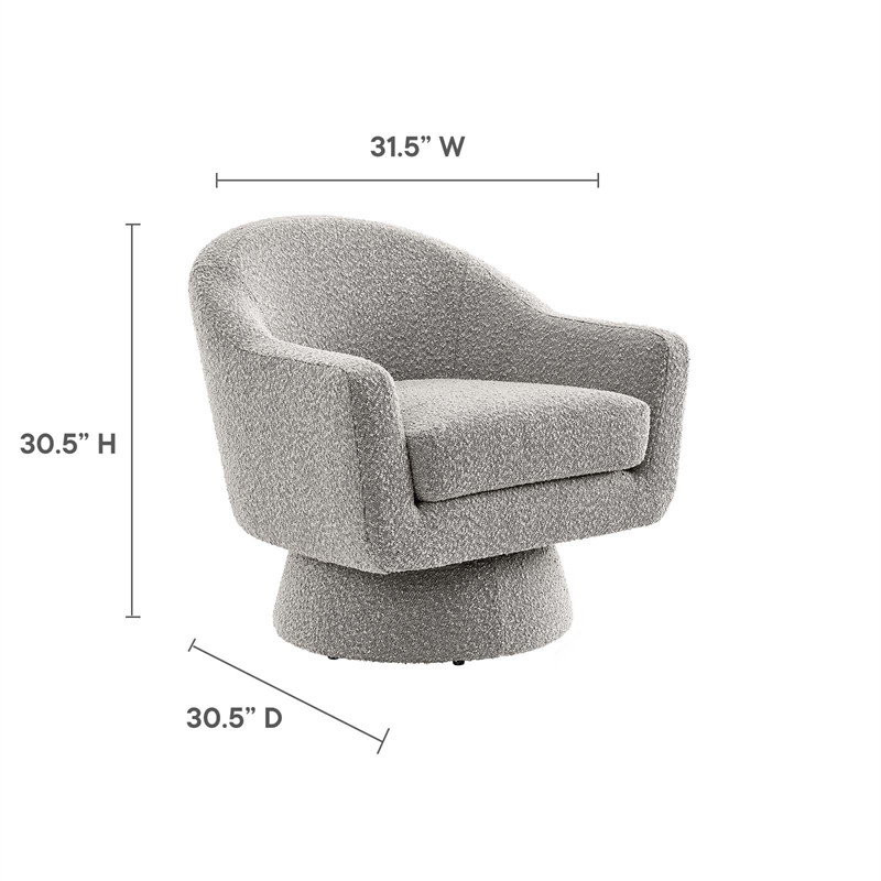 Modway Astral Upholstered Modern Boucle Fabric Swivel Chair in Taupe