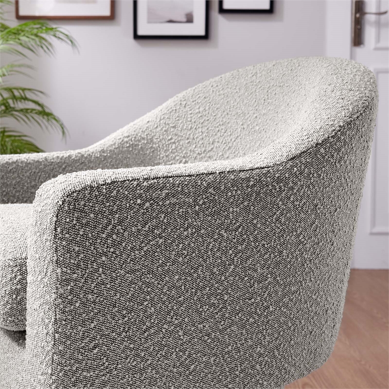 Modway Astral Upholstered Modern Boucle Fabric Swivel Chair in Taupe