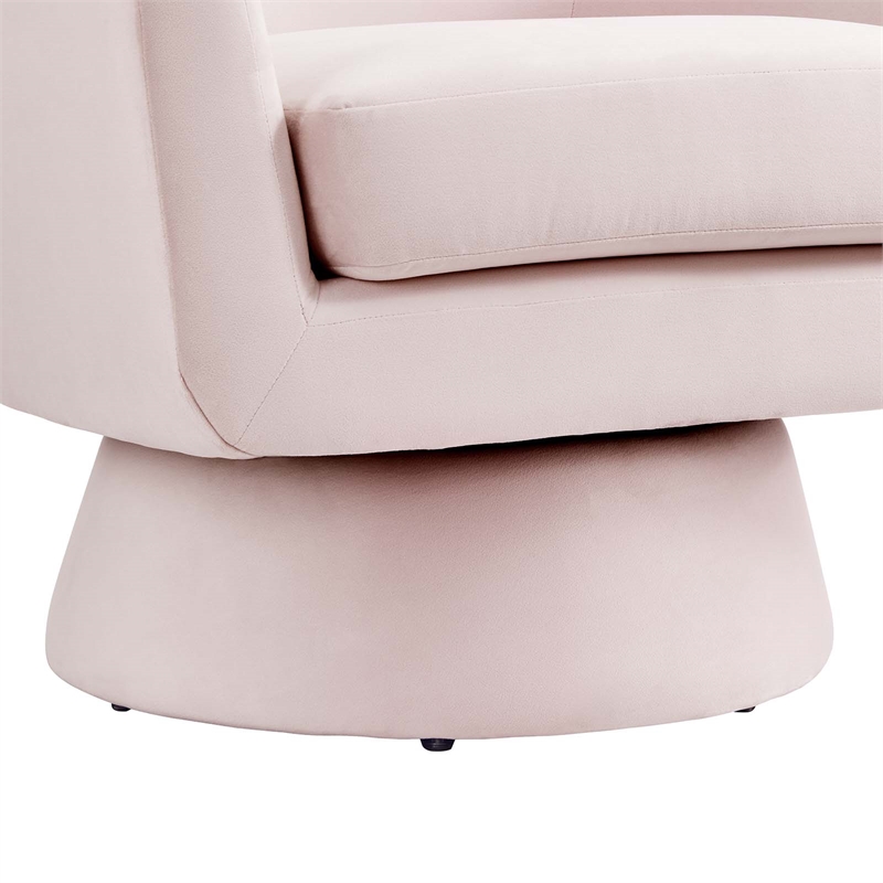 Astral Performance Velvet Fabric and Wood Swivel Chair in Pink