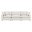 Commix Down Filled Overstuffed Boucle Fabric 3-Seater Sofa in Ivory