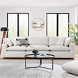Commix Down Filled Overstuffed Boucle Fabric 3-Seater Sofa in Ivory