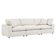 Commix Down Filled Overstuffed Boucle Fabric 3-Seater Sofa in Ivory