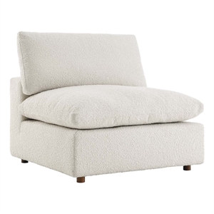 Commix Down Filled Overstuffed Boucle Fabric Armless Chair in Ivory