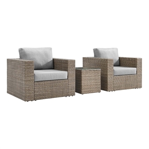 Convene 3-Piece Outdoor Patio Furniture Set in Cappuccino Gray