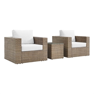 Modway Convene Outdoor 3-Piece Synthetic Rattan Furniture Set in White