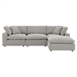 Modway Commix 4-Piece Upholstered Boucle Fabric Sectional Sofa in Light Gray