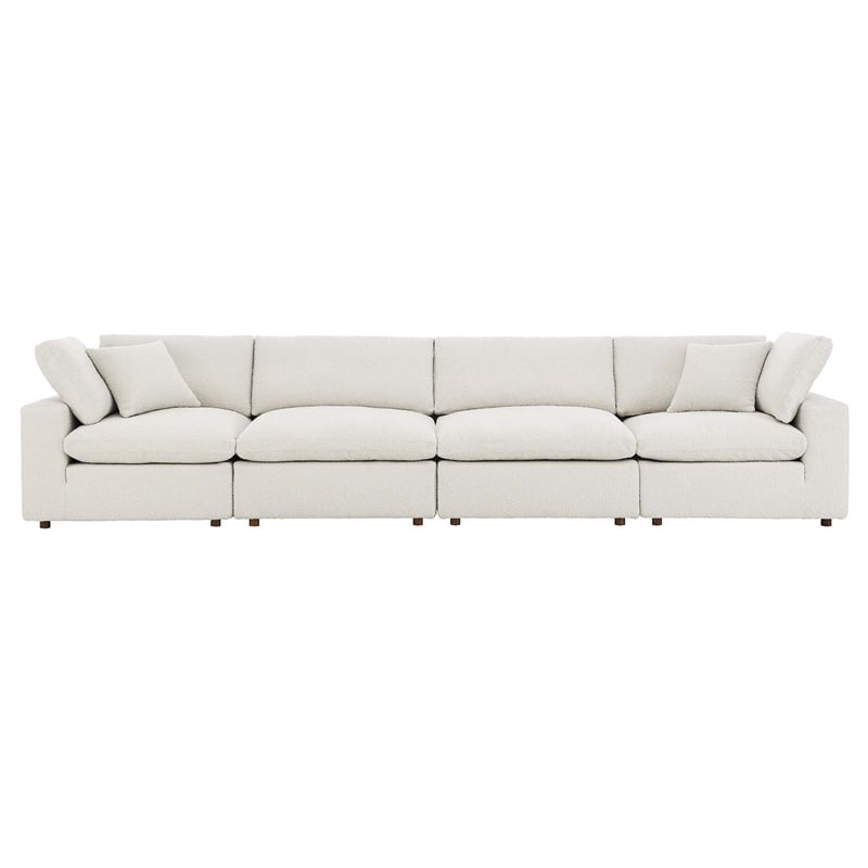 Modway Commix 4-Seater Upholstered Boucle Fabric Sectional Sofa in Ivory