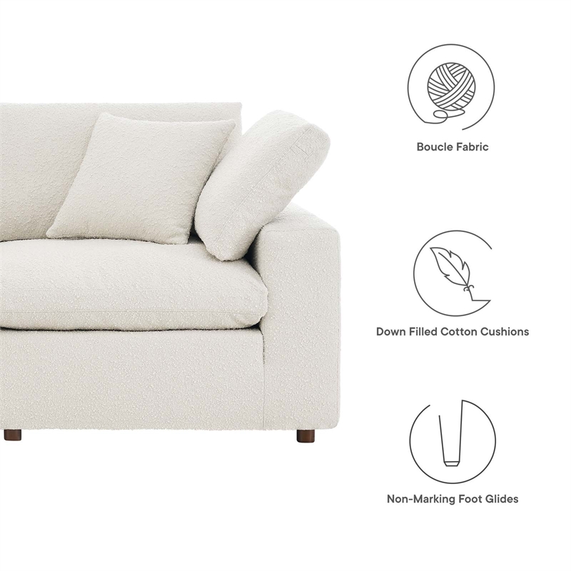 Modway Commix 4-Seater Upholstered Boucle Fabric Sectional Sofa in Ivory