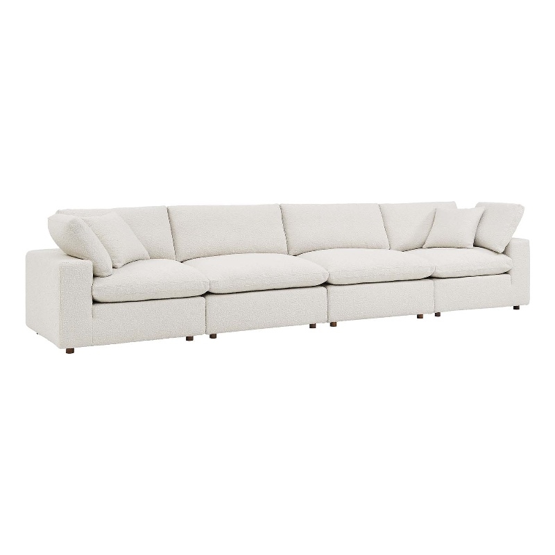 Modway Commix 4-Seater Upholstered Boucle Fabric Sectional Sofa in Ivory