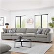 Modway Commix 4-Seater Upholstered Boucle Fabric Sectional Sofa in Light Gray