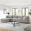 Modway Commix 5-Piece Upholstered Boucle Fabric Sectional Sofa in Light Gray