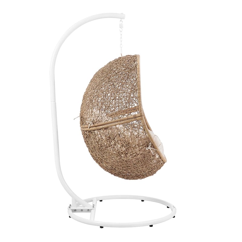 Modway Encase Outdoor Synthetic Rattan Swing Chair in Cappuccino/Beige