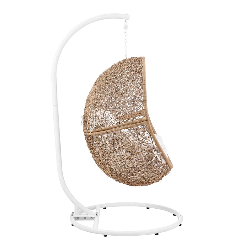 Modway Encase Outdoor Synthetic Rattan Swing Chair in Cappuccino/White
