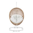 Modway Encase Outdoor Synthetic Rattan Swing Chair in Cappuccino/White