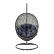 Modway Encase Outdoor Synthetic Rattan Swing Chair in Gray and Navy