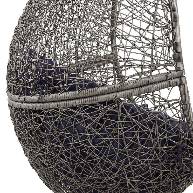 Modway Encase Outdoor Synthetic Rattan Swing Chair in Gray and Navy