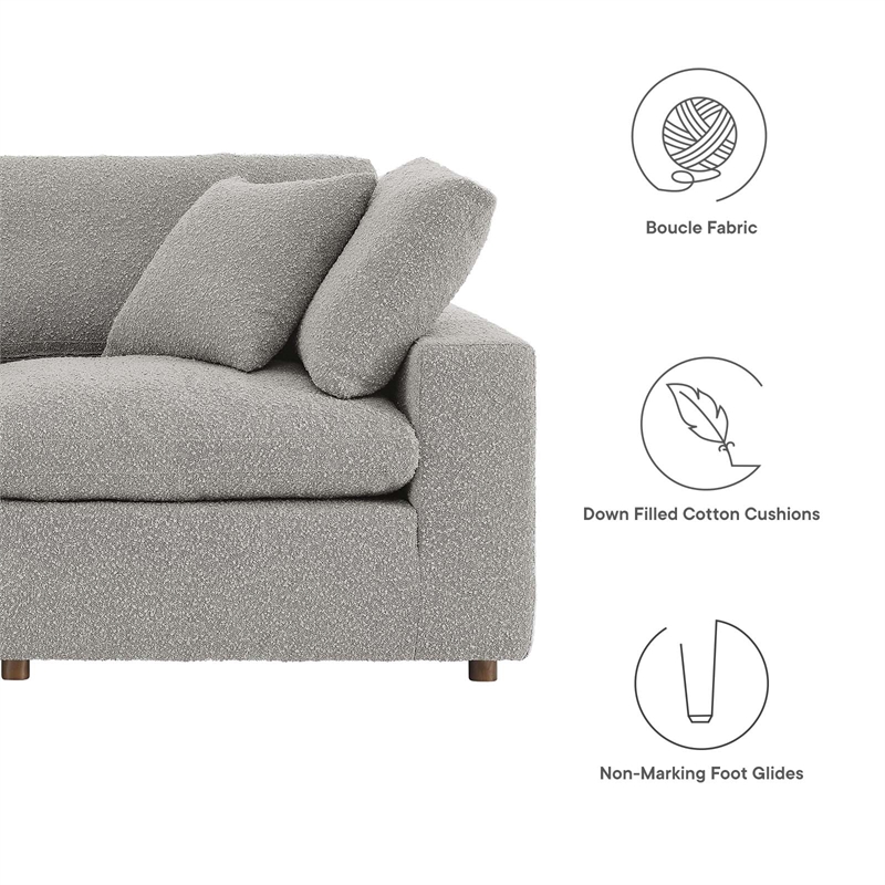 Modway Commix 5-Piece Upholstered Fabric & Wood Sectional Sofa in Light Gray