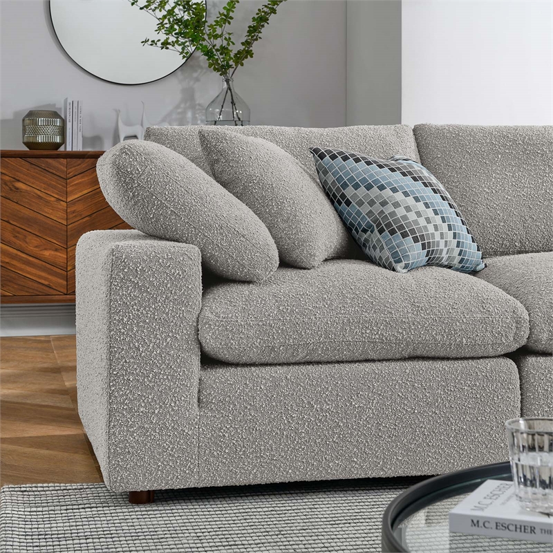 Modway Commix 5-Piece Upholstered Fabric & Wood Sectional Sofa in Light Gray