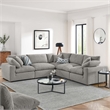 Modway Commix 5-Piece Upholstered Fabric & Wood Sectional Sofa in Light Gray