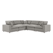 Modway Commix 5-Piece Upholstered Fabric & Wood Sectional Sofa in Light Gray