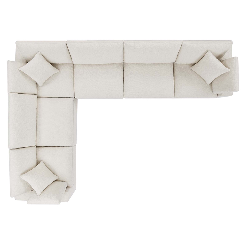 Modway Commix 6-Piece Upholstered Fabric & Wood Sectional Sofa in Ivory