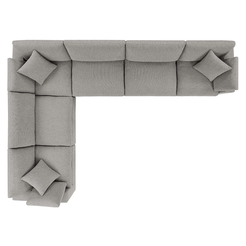 Modway Commix 6-Piece Upholstered Fabric & Wood Sectional Sofa in Light Gray