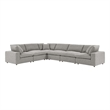 Modway Commix 6-Piece Upholstered Fabric & Wood Sectional Sofa in Light Gray