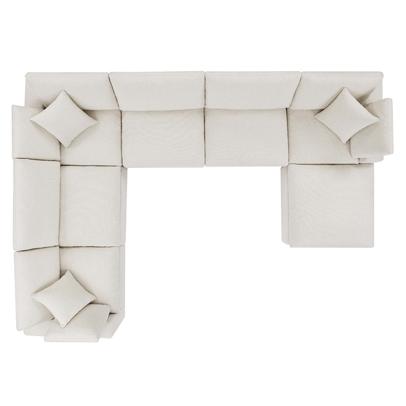 Modway Commix 7-Piece Upholstered Boucle Fabric Sectional Sofa in Ivory
