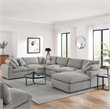 Modway Commix 7-Piece Upholstered Boucle Fabric Sectional Sofa in Light Gray