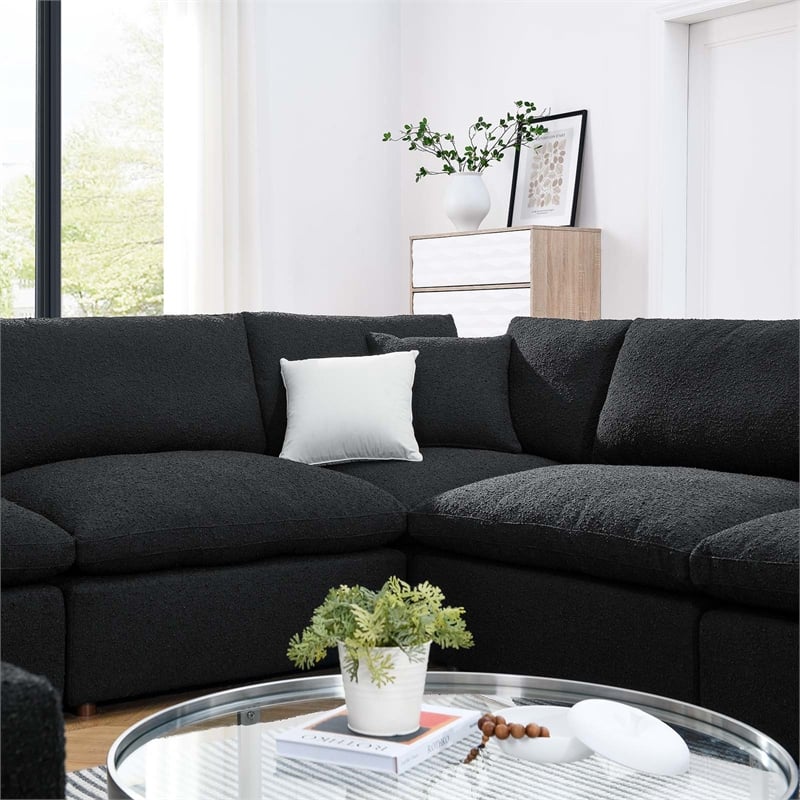 Modway Commix 8-Piece Upholstered Boucle Fabric Sectional Sofa in Black