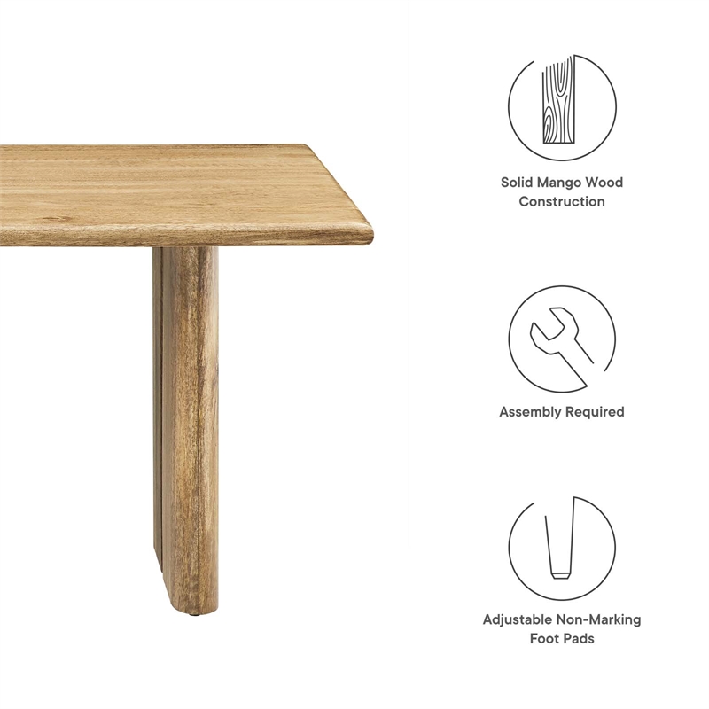 Modway Amistad Modern Wood Coffee Table with Adjustable Foot Pads in Oak