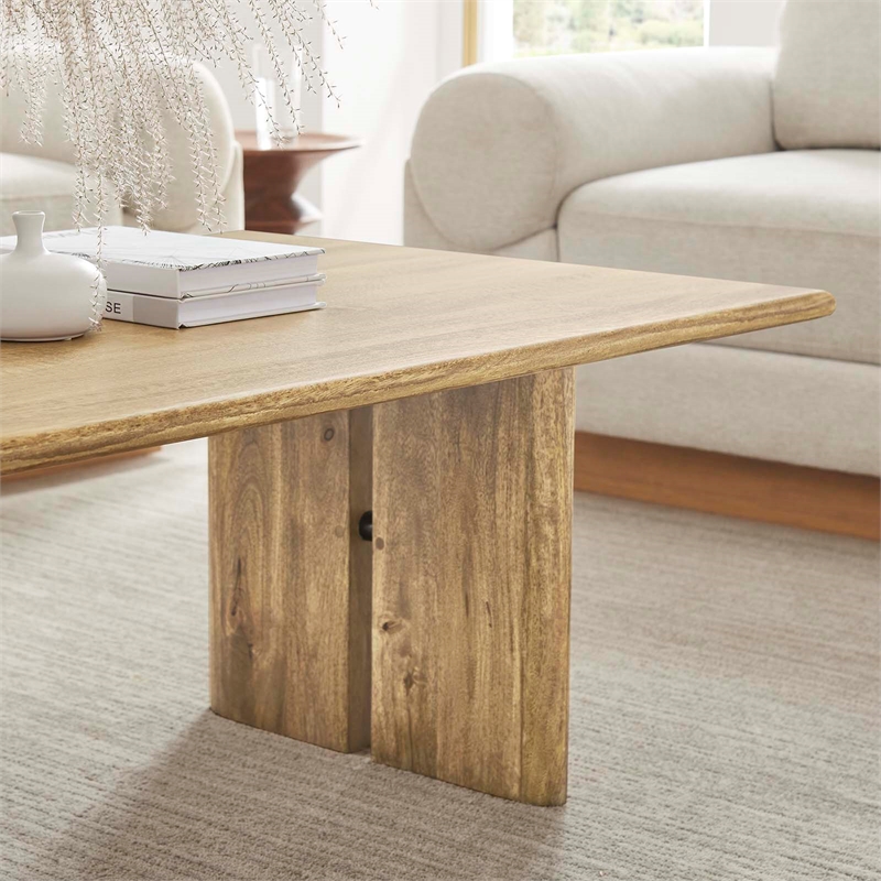 Modway Amistad Modern Wood Coffee Table with Adjustable Foot Pads in Oak