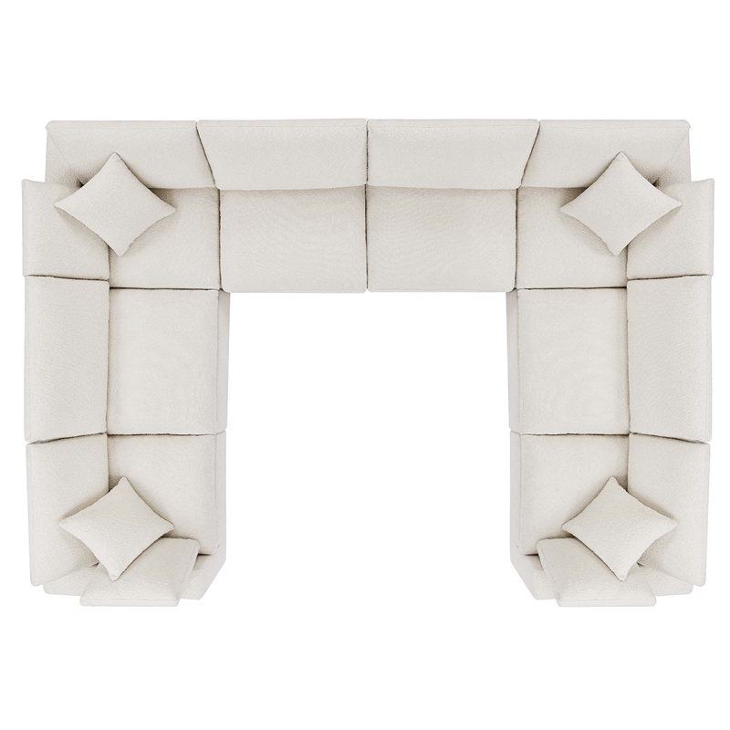 Modway Commix 8-Piece Upholstered Boucle Fabric Sectional Sofa in Ivory
