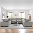 Modway Commix 8-Piece Upholstered Boucle Fabric Sectional Sofa in Light Gray