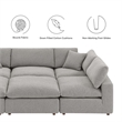 Modway Commix 6-Piece Upholstered Wood & Fabric Sectional Sofa in Light Gray
