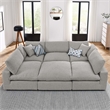 Modway Commix 6-Piece Upholstered Wood & Fabric Sectional Sofa in Light Gray