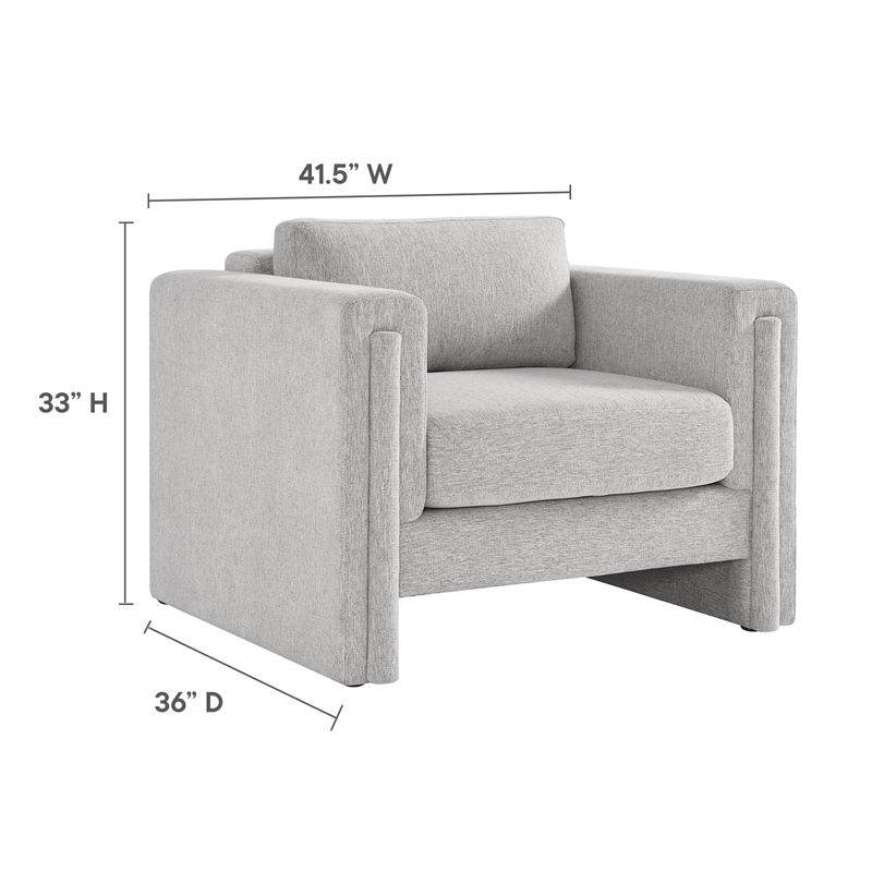 Modway Visible Upholstered Modern Polyester Fabric Armchair in Light Gray